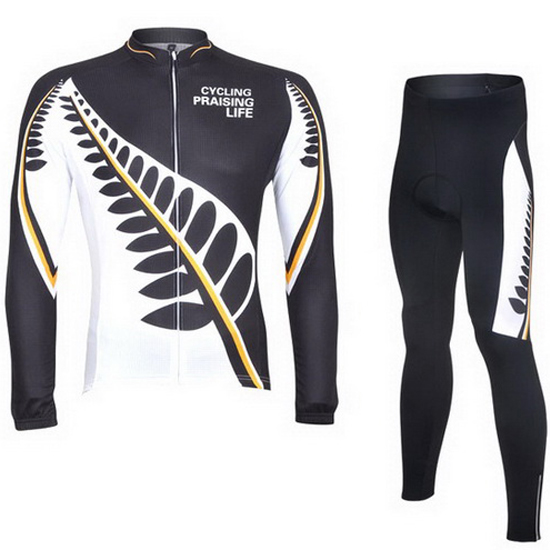 2013 Maillot Ghost Wolf Tirantes Mangas Largas Negro Y Blanco